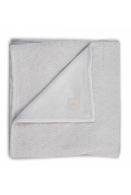 Вязаный плед для новорожденного с мехом Jollein Soft, серый