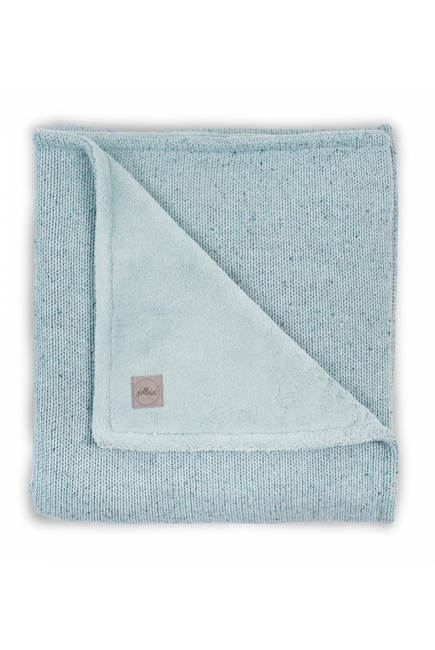 Вязаный плед для новорожденного с мехом Jollein Confetti, cеро-зеленый