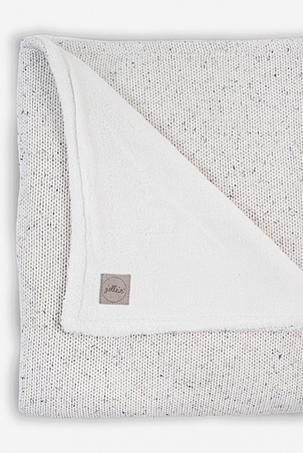 Вязаный плед для новорожденного с мехом Jollein Confetti, молочный