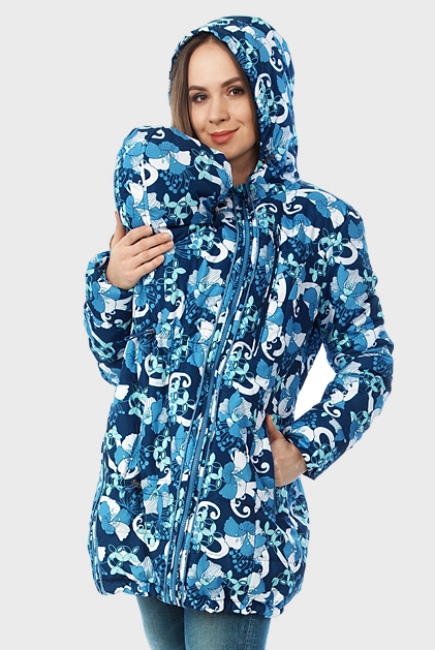 Слингокуртка демисезонная Chelsea 3в1, синие ирисы