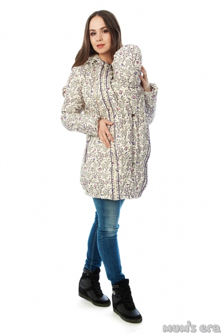 Слингокуртка демисезонная Chelsea 3в1, бежевые цветы