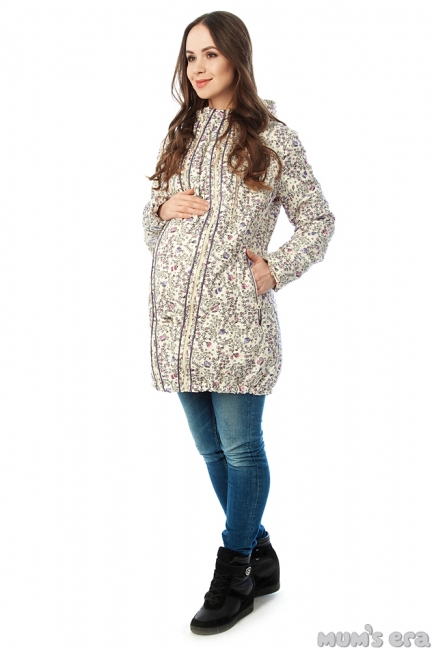 Слингокуртка демисезонная Chelsea 3в1, бежевые цветы