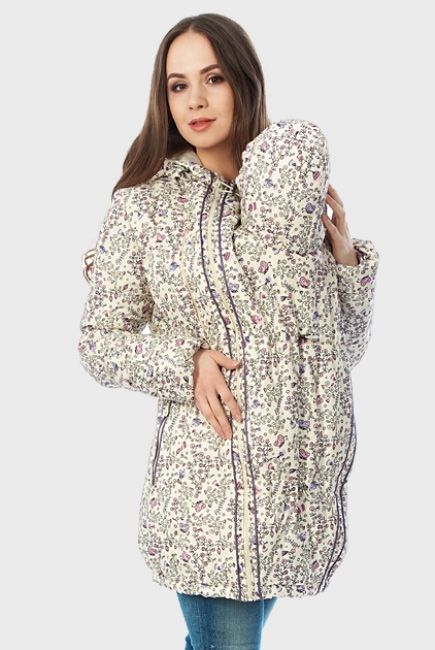 Слингокуртка демисезонная Chelsea 3в1, бежевые цветы