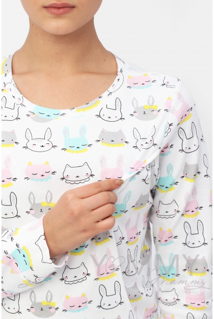 Комплект для дома ментол с принтом "зайчики/котики"