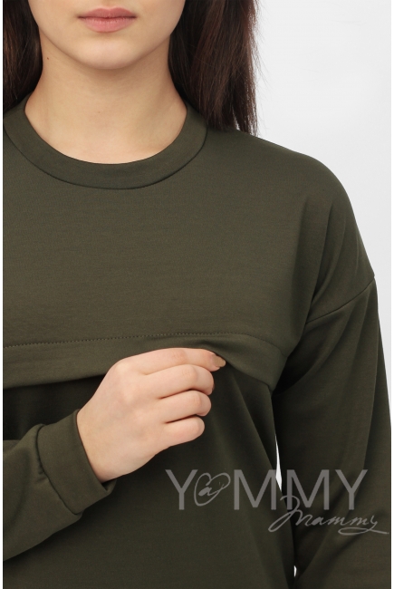 Костюм из плотной вискозы Костюм для кормящих и беременных из плотной вискозы, цвет хаки