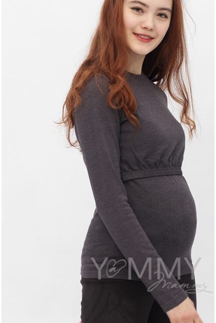 Лонгслив для кормящих и беременных, цвет антрацит