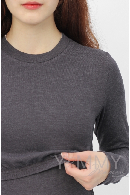 Лонгслив для кормящих и беременных, цвет антрацит