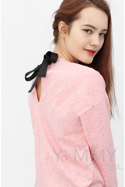 Свитшот для беременных и кормящих с лентами, розовый