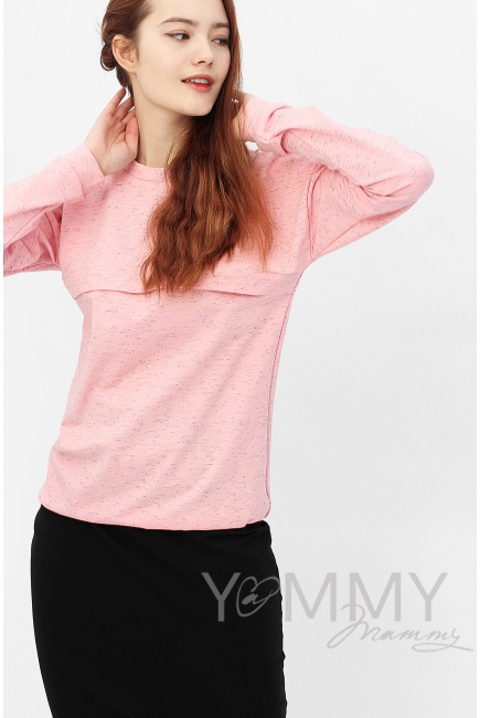 Свитшот для беременных и кормящих с лентами, розовый