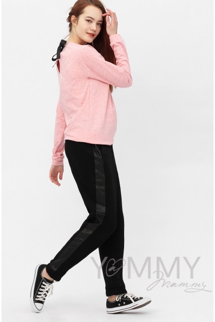 Свитшот для беременных и кормящих с лентами, розовый