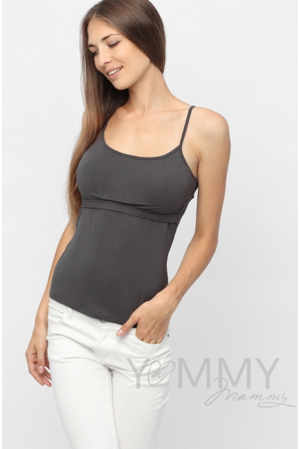 Топ для кормящих и беременных на бретельках, антрацит