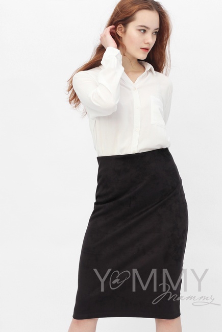 Юбка-карандаш для кормящих и  беременных из замши, графит