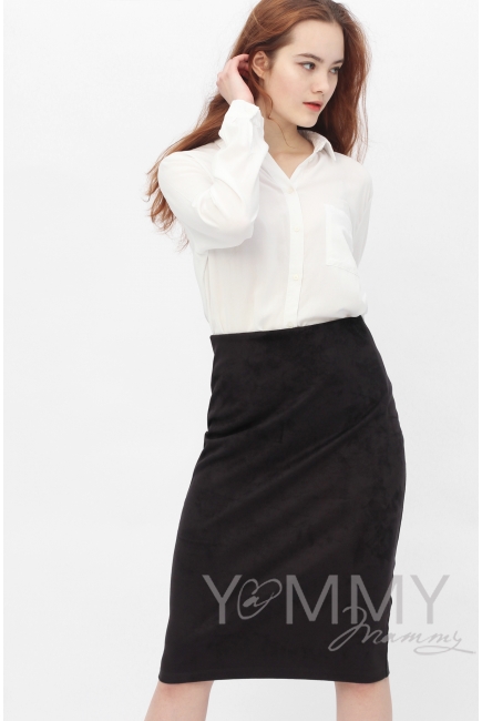 Юбка-карандаш для кормящих и  беременных из замши, графит