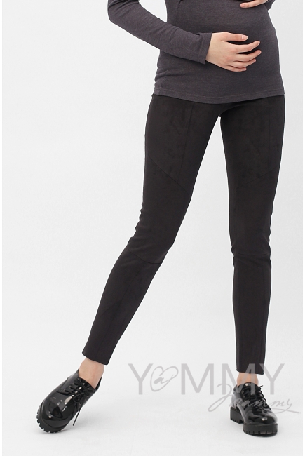 Леггинсы для кормящих и беременных замшевые универсальные, графит