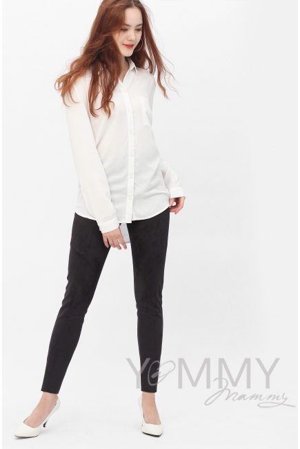 Леггинсы для кормящих и беременных замшевые универсальные, графит