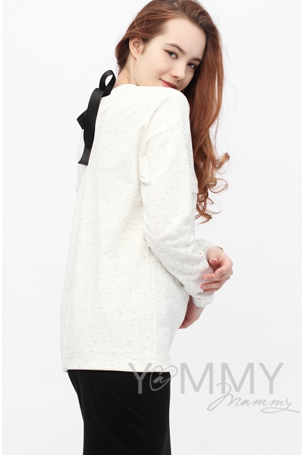 Свитшот для беременных и кормящих с лентами, экрю