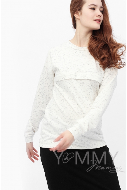 Свитшот для беременных и кормящих с лентами, экрю