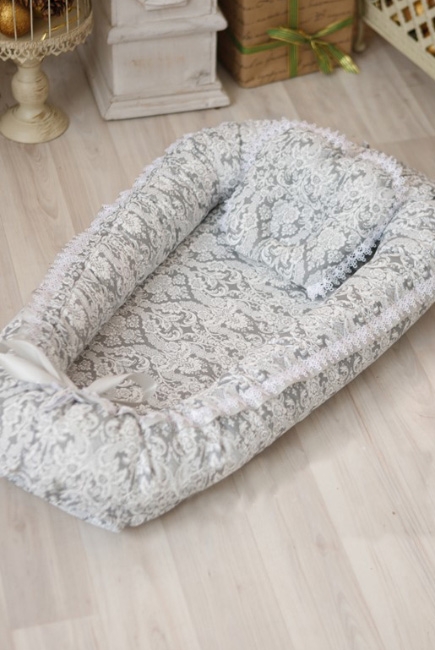 Гнездышко-кокон для новорожденных Babynest Barocco silver