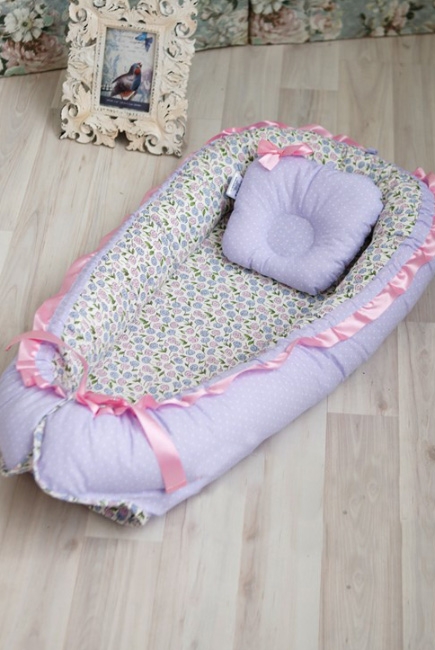 Гнездышко-кокон для новорожденных Babynest Fialki