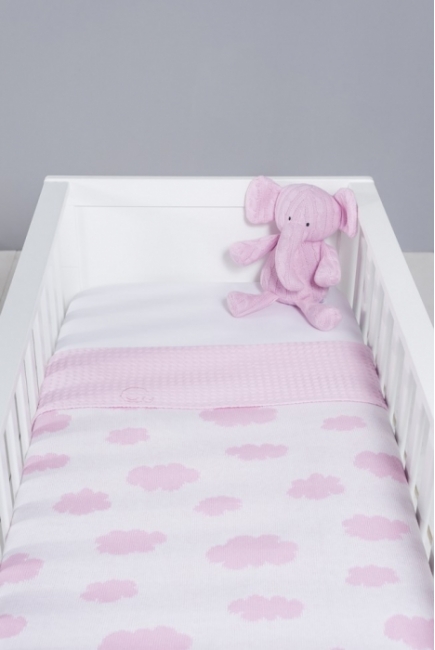 Вязаный плед для новорожденных Jollein Облака, розовый