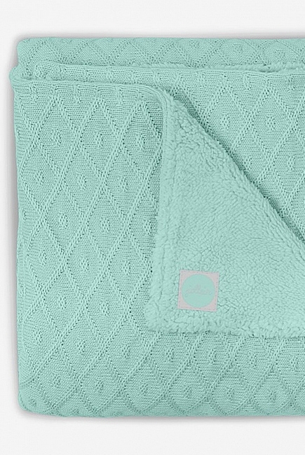 Вязаный плед для новорожденного с мехом Jollein Diamond, винтажный зеленый