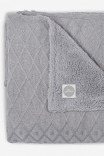 Вязаный плед для новорожденного с мехом Jollein Diamond, серый