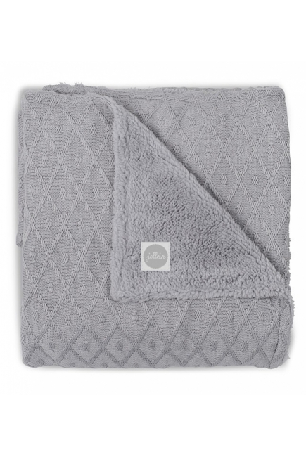 Вязаный плед для новорожденного с мехом Jollein Diamond, серый