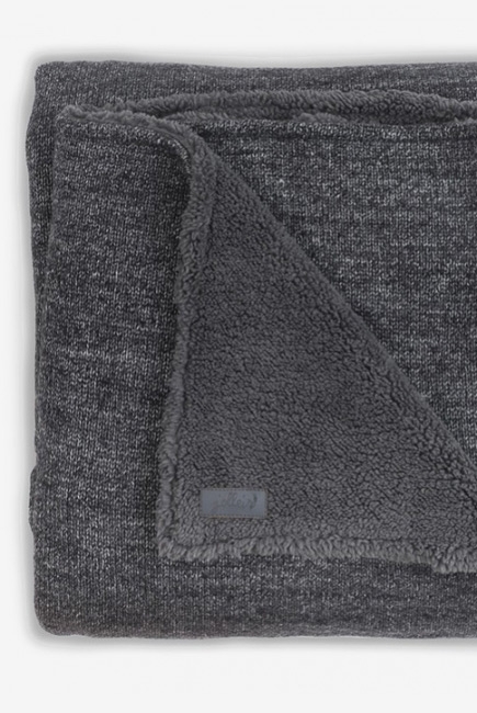 Вязаный плед для новорожденного с мехом Jollein Natural, антрацит