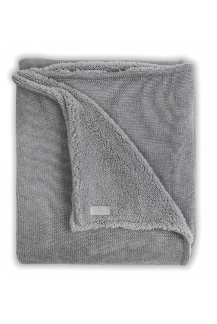 Вязаный плед для новорожденного с мехом Jollein Natural, серый