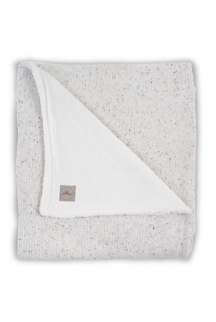 Вязаный плед для новорожденного с мехом Jollein Confetti, молочный