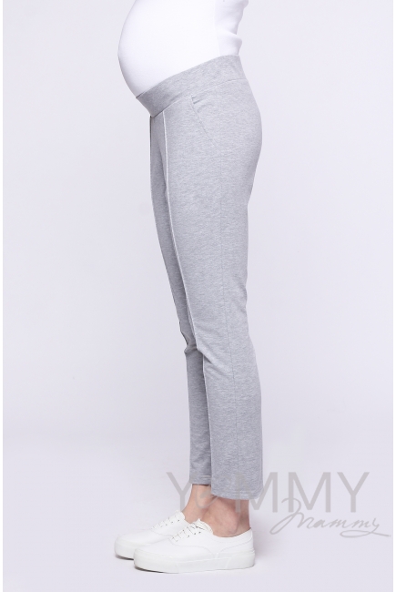 Брюки со стрелками серый меланж для кормящих