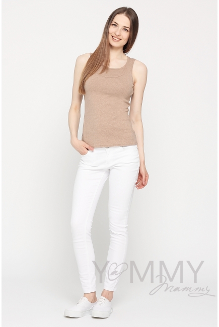 Майка для беременных и кормящих, цвет бежевый меланж