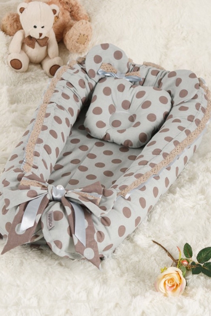 Кокон-гнездышко для новорожденных Babynest Polka Dot Grey