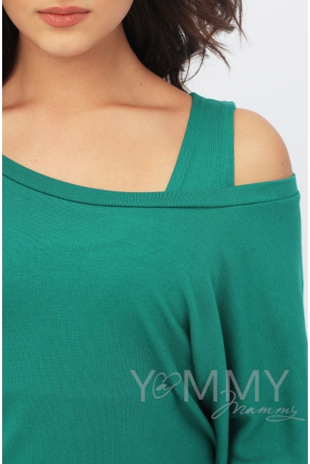 Блуза летучая мышь для кормящих и беременных, изумрудная