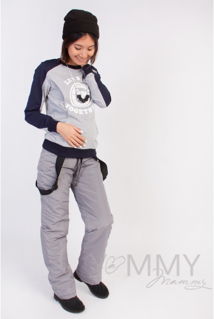 Брюки для родивших и беременных, утепленные универсальные серые