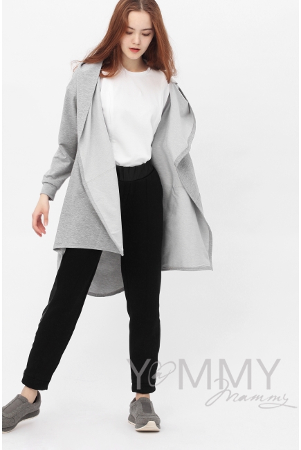 Брюки универсальные, с кожаными лампасами с начесом черные