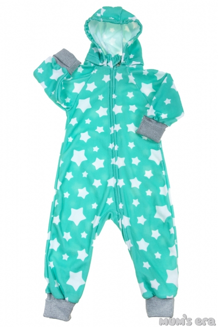 Флисовый комбинезон детский (поддева) Comfort, мятные звезды