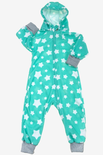 Флисовый комбинезон детский (поддева) Comfort, мятные звезды
