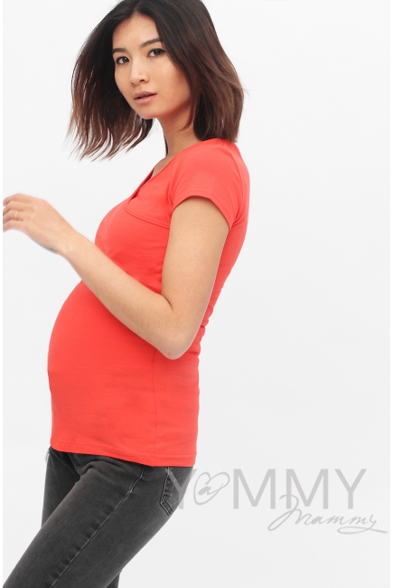 Футболка для кормящих и беременных, цвет алый