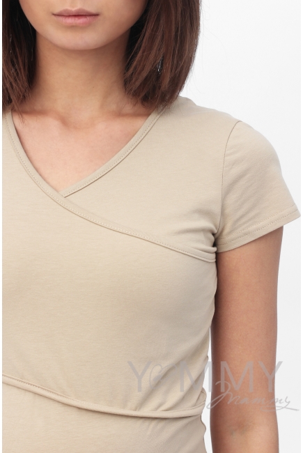 Футболка для беременных и кормящих, цвет бежевый