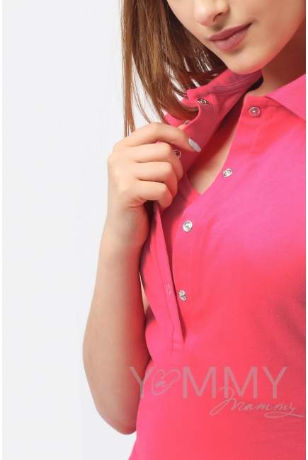 Футболка поло для беременных и кормящих, фуксия