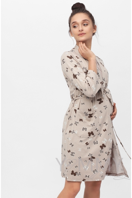 Халат бежевый / бабочки