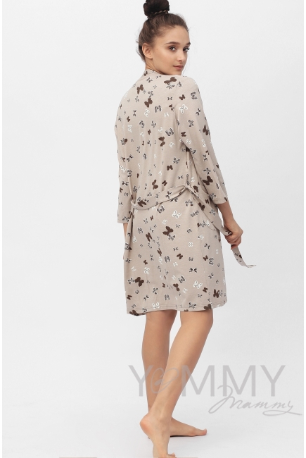 Халат бежевый / бабочки