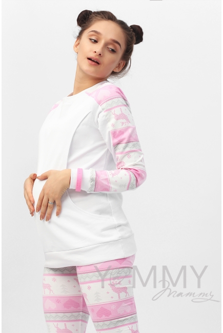 Комплект для дома экрю с принтом олени