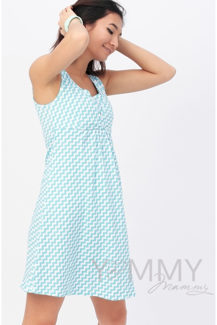 Комплект халат с сорочкой бирюзовый "зиг-заг"