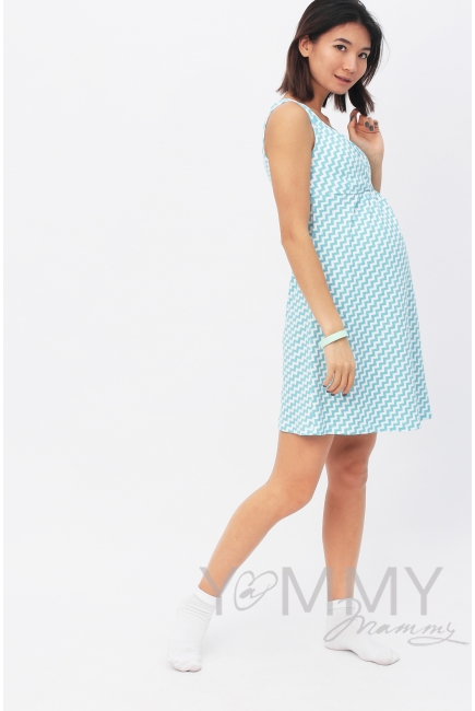 Комплект халат с сорочкой бирюзовый "зиг-заг"