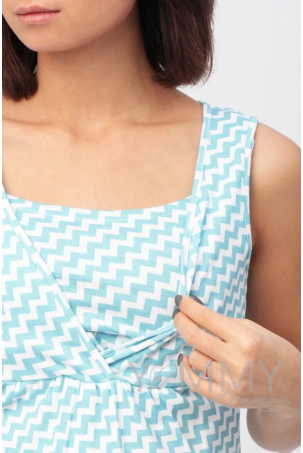 Комплект халат с сорочкой бирюзовый "зиг-заг"