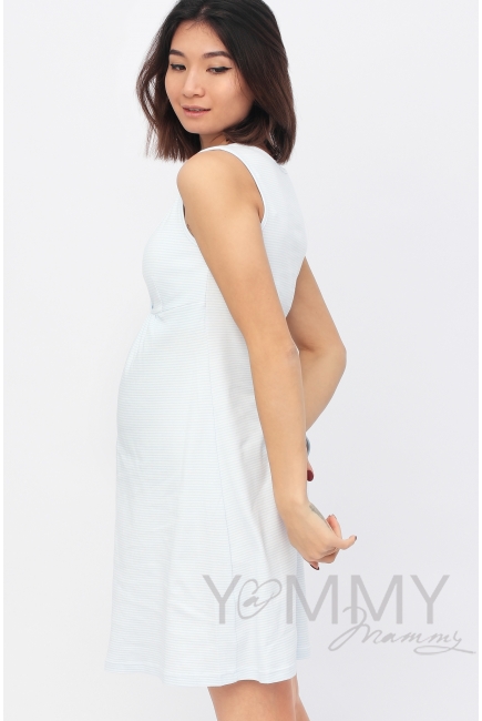 Комплект халат с сорочкой голубой с белой полоской