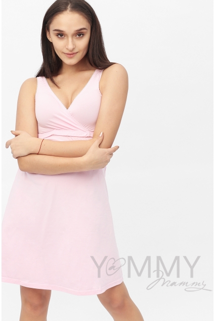 Комплект халат с сорочкой розовый