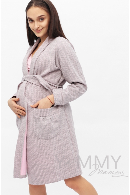 Комплект халат с сорочкой розовый